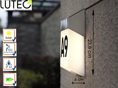 Obrázek produktu pro LED solární nástěnné svítidlo LUTEC 1 světlo nerezová ocel antracitová studená bílá 1W ST9079