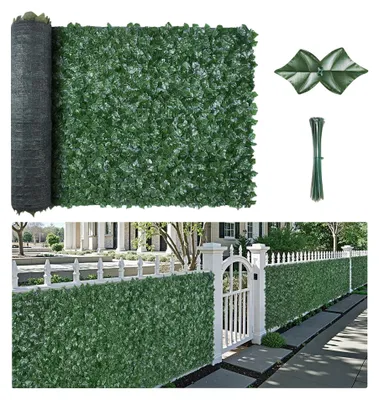 Image de VEVOR Clôture pare-vue en lierre, 2440 x 1830 mm, pare-vue artificiel, clôture en lierre avec raccord renforcé, haies artificielles avec feuilles de vigne comme décoration pour jardin, cour, balcon ou terrasse