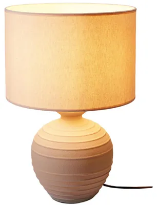 Obrázek produktu pro Stolní lampa s kulatým cementovým podstavcem, lněné stínidlo, Ø 32 x 47 cm
