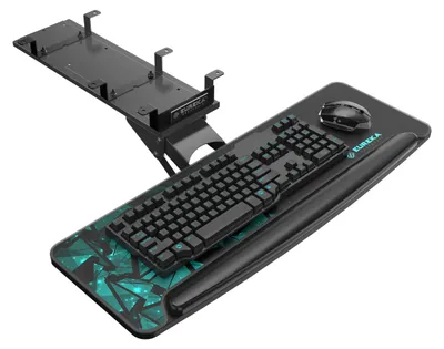Produktbild von LAPAMAX Tastaturablage ERK-AKB-02, 71,9 x 25,9 cm Untertisch-Tastaturhalterung, 360° schwenkbar, 43° neigbar, mit Handgelenkauflage und Mauspad