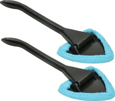 Produktbild von KOTARBAU® 2er Set Autoscheiben-Reinigungsbürste Dreieckige Waschbürste mit Mikrofaserbezug und langem Griff