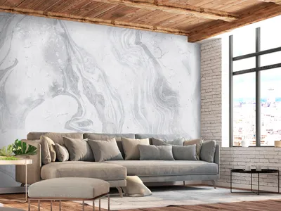 Immagine prodotto di Murale in pietra non tessuta 400x280 cm Carta da parati murale XXL aspetto marmo astratto 3D illusione grigio bianco f-A-0883-a-a