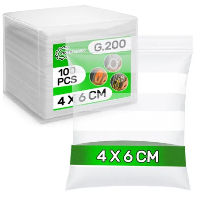 100 Beutel mit Etikett, 4 x 6 cm, 0,05 mm, Polyethylen