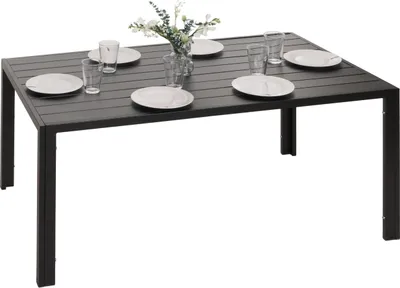 Produktbild von Alu-Esstisch HWC-N40, Tisch Bistrotisch Gartentisch Balkontisch, wetterfest 140x80cm  anthrazit
