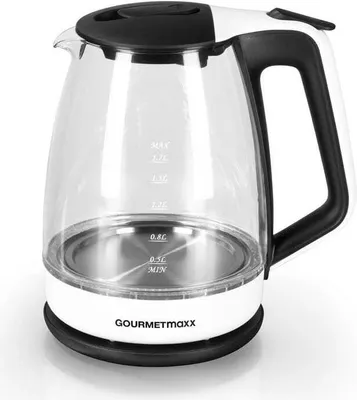 Produktbild von GOURMETmaxx Glas-Wasserkocher - 360° drehbar - schwarz/weiß