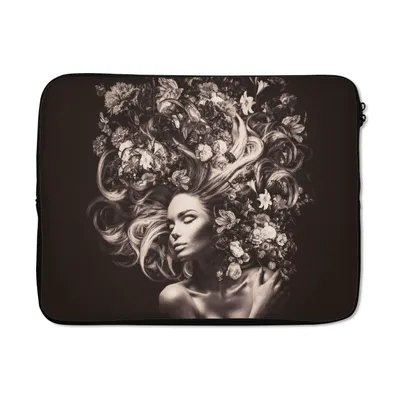 Produktbild von MuchoWow® Laptop Hülle 17 Zoll Laptoptasche Blumen - Frau - Natur - Zipper - Schutzabdeckung