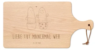 Produktbild von Mr. & Mrs. Panda Schneidebrett Kaktus Liebe - Transparent - Geschenk, Streit, Holzbrett, Kakteen, Verlobung, brett holz, Hochzeit, Käsebrett, Trennung, Brotzeitbrett