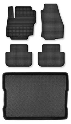 Productafbeelding van Rubberen automatten + kofferbakmat voor Ford Tourneo Courier vanaf 2014 – 5-delig, zwart, op maat – Wielganizator Semi-Universal