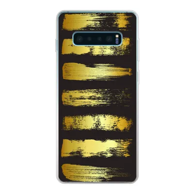 Produktbild von MuchoWow® Handyhülle Schutzhülle Hülle für Samsung Galaxy S10 Lite Goldene Streifen auf schwarzem Hintergrund Silikon Softcase Handy Hülle - Schutz