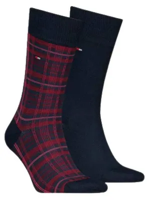 Obrázok produktu pre Tommy Hilfiger – ponožky pre pánov (balenie po 2 páry) NA1115 (44,5 EU – 47 EU) (námornícka modrá/červená)