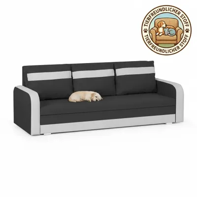Produktbild von 3-Sitzer-Sofa mit Schlaffunktion CONDI - Dunkelgrau/Weiß