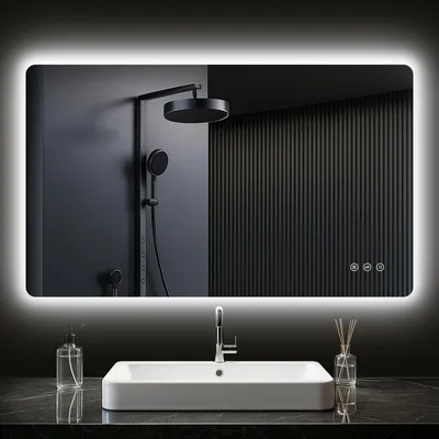 Produktbild von PESENXAN Badezimmer Spiegel mit Beleuchtung, Led Bad Spiegel mit Licht, 3 Lichtfarben, Dimmbar, Antibeschlag, Speicherfunktion, Touch-Schalter, 100x60