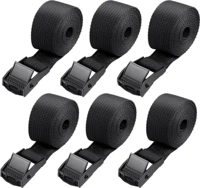 Produktbild von 6 Stück Spanngurte kurz, Spanngurt 1m, Verstellbare Zurrgurte mit klemmschloss, für Motorrad, Gepäckpakete, Camping (Schwarz)