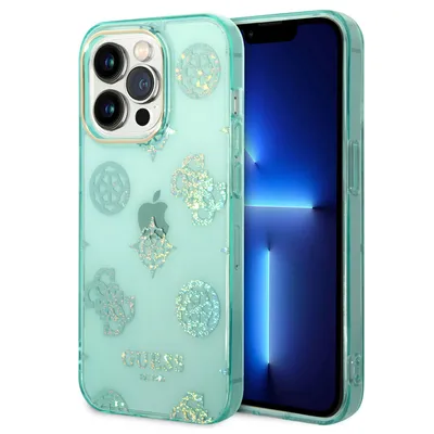 Produktbild von Guess iPhone 14 Pro Hardcase Backcover - Peony Glitter - Turquoise