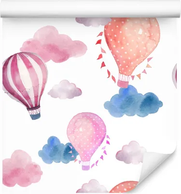 Produktbild von 10m VLIES TAPETE Rolle Kinderzimmer Himmel Wolken Luftballons Aquarell XXL