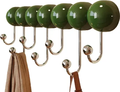 Produktbild von INF Saugknopf Haken mit 7 Haken - Kein Bohren, ideal für Kleidung und Hüte Grün
