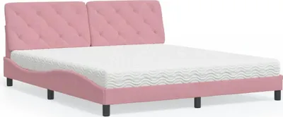 Produktbild von vidaXL Bett mit Matratze Rosa 180x200 cm Samt