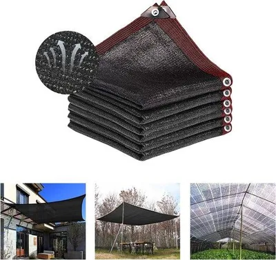 Obrázek produktu pro Černá ochranná síť s UV ochranou, vhodná pro zahradní domky, zahrady, skleníky a další venkovní prostory. Rozměry: 4 x 8 metrů.