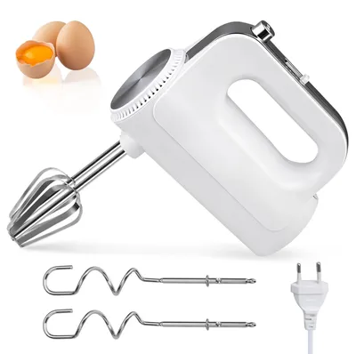 Imagen del producto de Batidora de mano, 400 W, con 5 velocidades y función turbo, acero inoxidable