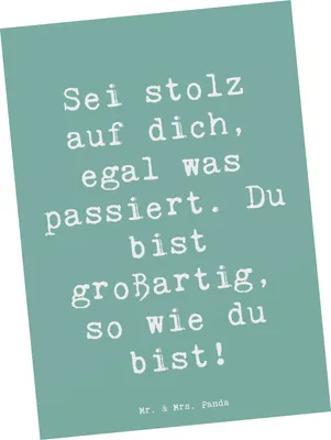Produktbild von Mr. & Mrs. Panda Postkarte Spruch Mit Enttäuschungen umgehen Stolz - Meeresbrise - Geschenk, Selbstbewusstsein, Lebensfreude, Mut, Zuversicht, Vertrauem, Grußkarte, Trost
