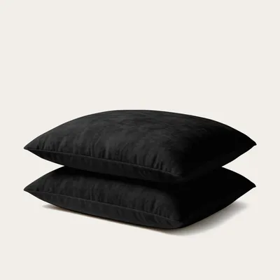 Produktbild von HappyBed Kissenbezug | Teddy Samt Schwarz | Set aus 2