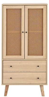 Obrázok produktu pre Komoda a komoda – skriňa do obývačky – 4 priehradky – dvere a zásuvky – nosnosť do 30 kg – drevotrieska – 60 × 40 × 120 cm