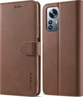 Produktbild von Xiaomi 12 / 12X Hülle, Klapphüllen Brieftasche Leder Magnetverschluss Ständer Schutzhülle für Xiaomi 12 / Xiaomi 12X Braun