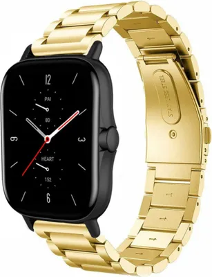 Produktbild von Strap-it Stahlarmband - Kompatibel mit Amazfit GTS 2 Armband Ersatzarmband Edelstahl - Gliederarmband mit Faltschließe - Hochwertiges Material - für Smartwatch 20mm Armband Gold