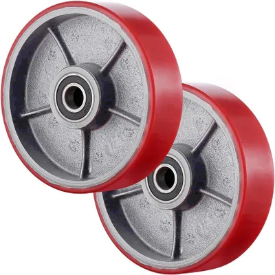 Produktbild von 2 Stück Hubwagenrollen Polyurethan 200 x 50 mm, Achse 20 mm inkl. Kugellager Rollen für Hubwagen Ersatzrollen, Max. Belastung 3000 KG