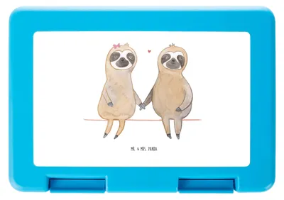 Produktbild von Mr. & Mrs. Panda Schulbrotdose Faultier Pärchen - Weiß - Geschenk, Verliebt, Verlobt, Frischhaltedose, Bento Box, Brotzeitdose, Liebe, Snackbox, Lunchbox, Bentobox