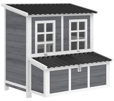 Produktbild von PawHut Hühnerstall aus Tannenholz, Hühnerhaus mit Nestkasten für 3-4 Hühner