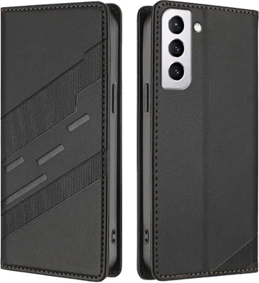 Image de Etui pour Samsung Galaxy S21 FE 5G, étui en cuirPolyuréthaneavec fente pour cartes et fonction stand Schwarz