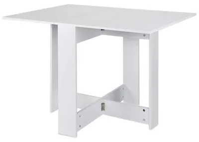 Obrázok produktu pre Jedálenský stôl, rozkladací, skladací, 103 x 73,6 x 76 cm, melamínová doska, biela