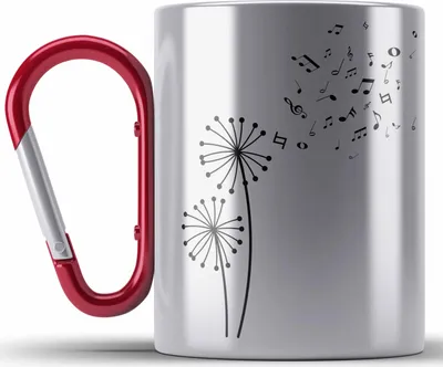 Produktbild von Trendation - Musiker Edelstahl Tasse Karabiner Musikliebhaber Musik Musiklehrer Geschenk Geschenkidee Musiklehrerin Coach Geschenkideen Blume (Rot)