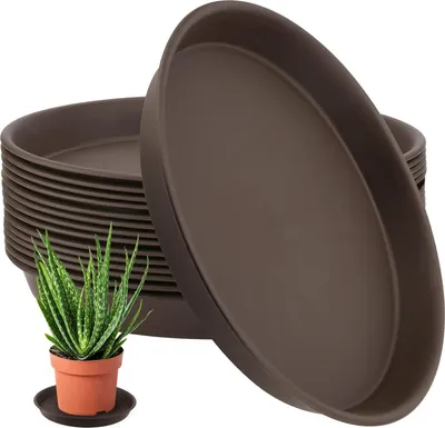 Produktbild von Kunststoff-Blumentopfuntersetzer - 15 Stück - Braun - 30 cm