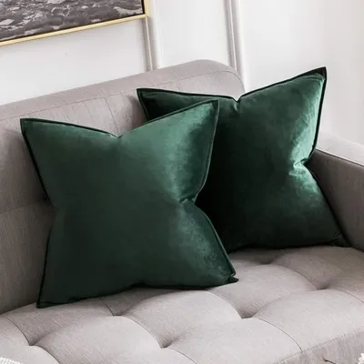 Obrázok produktu pre Poťahy na vankúše, zamat, 40x40 cm, tmavozelené, 2 kusy, polyester