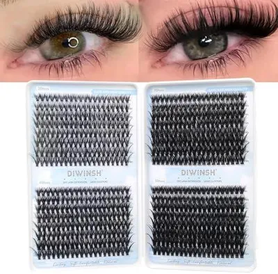 Produktbild von Wimpernverlängerungen mit 640 Stück in 30D, 40D, 50D und 60D, von natürlich bis voluminös | 9–16 mm, D-Curl, individuelle Wimpernextension, Volumen-Wimpernbüschel für die Anwendung zu Hause