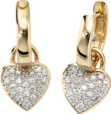 Produktbild von JOBO Creolen Herz 585 Gold Gelbgold teilrhodiniert 48 Diamanten Brillanten Ohrringe