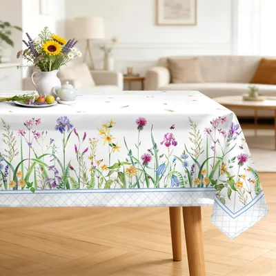 Produktbild von Tischdecke Polyester Rechteckig 152 x 213 cm Frühling Wildblumen