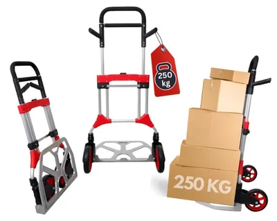 Produktbild von Sackkarre Stapelkarre Transportkarre - Klappbar - 250 kg - Aluminium - 124 x 60 x 61 cm - Silber