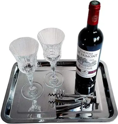 Obrázek produktu pro Obdélníkové servírovací podnosy z nerezové oceli, 36 x 27 cm