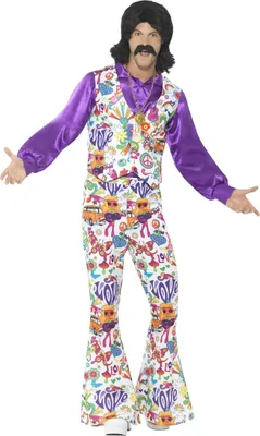 Image de Smiffys - Costume hippie "60s Groovy" pour homme SM3465 (XL) (Coloré)