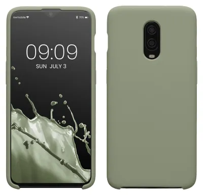 Produktbild von kwmobile Handyhülle für OnePlus 6T Hülle - Case Silikon - Kabelloses Laden - Schutzhülle Cover in Graugrün