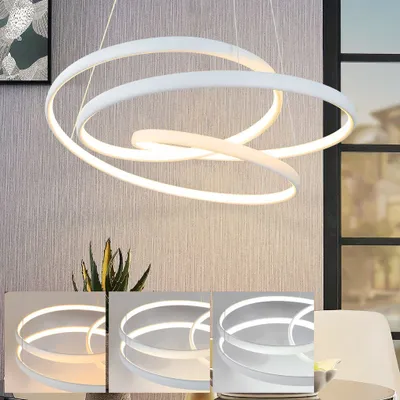 Produktbild von ZMH LED Pendelleuchte Esszimmer Weiß Dimmbar mit Fernbedienung Hängelampe 55W Hängeleuchte Modern Pendellampe für Esstisch Wohnzimmer Schlafzimmer