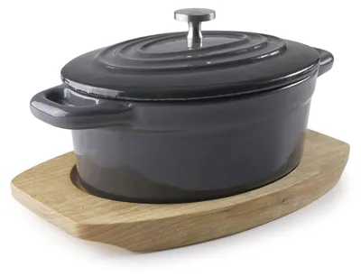 Immagine prodotto di LACOR Magma Grey Casseruola ovale con coperchio grigio sfumato