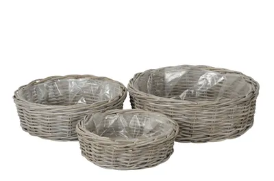 Produktbild von Korb rund 3erSet grau Pflanzkorb Ø34+42+50cm