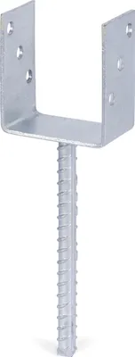 Immagine prodotto di Alberts 214265 Supporto per palo a U, con ancoraggio per calcestruzzo in acciaio ondulato, zincato a caldo, larghezza netta 91 mm, lunghezza dell'ancoraggio per calcestruzzo 200 mm