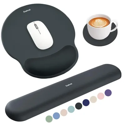Productafbeelding van Muismat en Polssteun voor Toetsenbord - 3-in-1 Ergonomische Gel Memory Foam Muismat, Gaming Mousepad