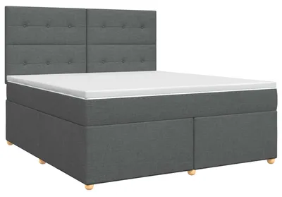 Image de vidaXL Lit boxspring avec matelas gris foncé 140 x 200 cm Tissu