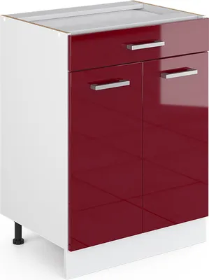 Produktbild von Küchenunterschrank Vicco R-Line Rot Hochglanz 60 cm mit Schublade, ohne Arbeitsplatte, Model 30475